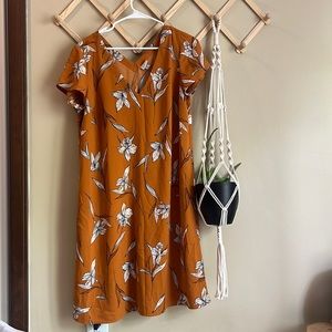 A new day burnt orange floral midi dress